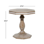 Table d'appoint en bois blanchi style ferme, fabriquée à la main, aucun assemblage requis.