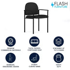Chaise de réception latérale empilable en acier avec accoudoirs, modèle Confort