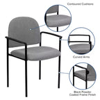 Chaise de réception latérale empilable en acier avec accoudoirs, modèle Confort