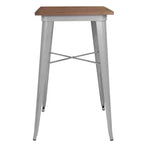 Table de bar d'intérieur carrée en bois/métal de 23,75 po