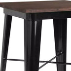 Table de bar d'intérieur carrée en bois/métal de 23,75 po