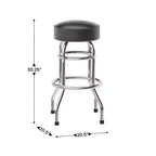 Tabouret de bar/restaurant chromé rétro à double anneau et sans dossier