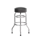 Tabouret de bar/restaurant chromé rétro à double anneau et sans dossier