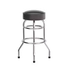 Tabouret de bar/restaurant chromé rétro à double anneau et sans dossier