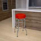 Tabouret de bar/restaurant chromé rétro à double anneau et sans dossier