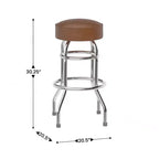 Tabouret de bar/restaurant chromé rétro à double anneau et sans dossier