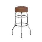 Tabouret de bar/restaurant chromé rétro à double anneau et sans dossier