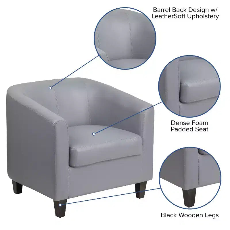 Fauteuil de salon en cuir avec accoudoirs inclinés