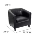 Fauteuil de salon en cuir avec accoudoirs inclinés