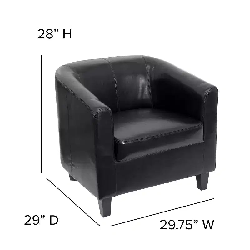 Fauteuil de salon en cuir avec accoudoirs inclinés