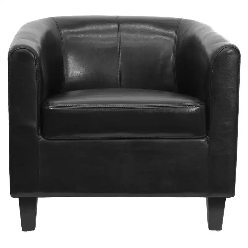 Fauteuil de salon en cuir avec accoudoirs inclinés