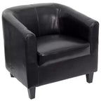 Fauteuil de salon en cuir avec accoudoirs inclinés